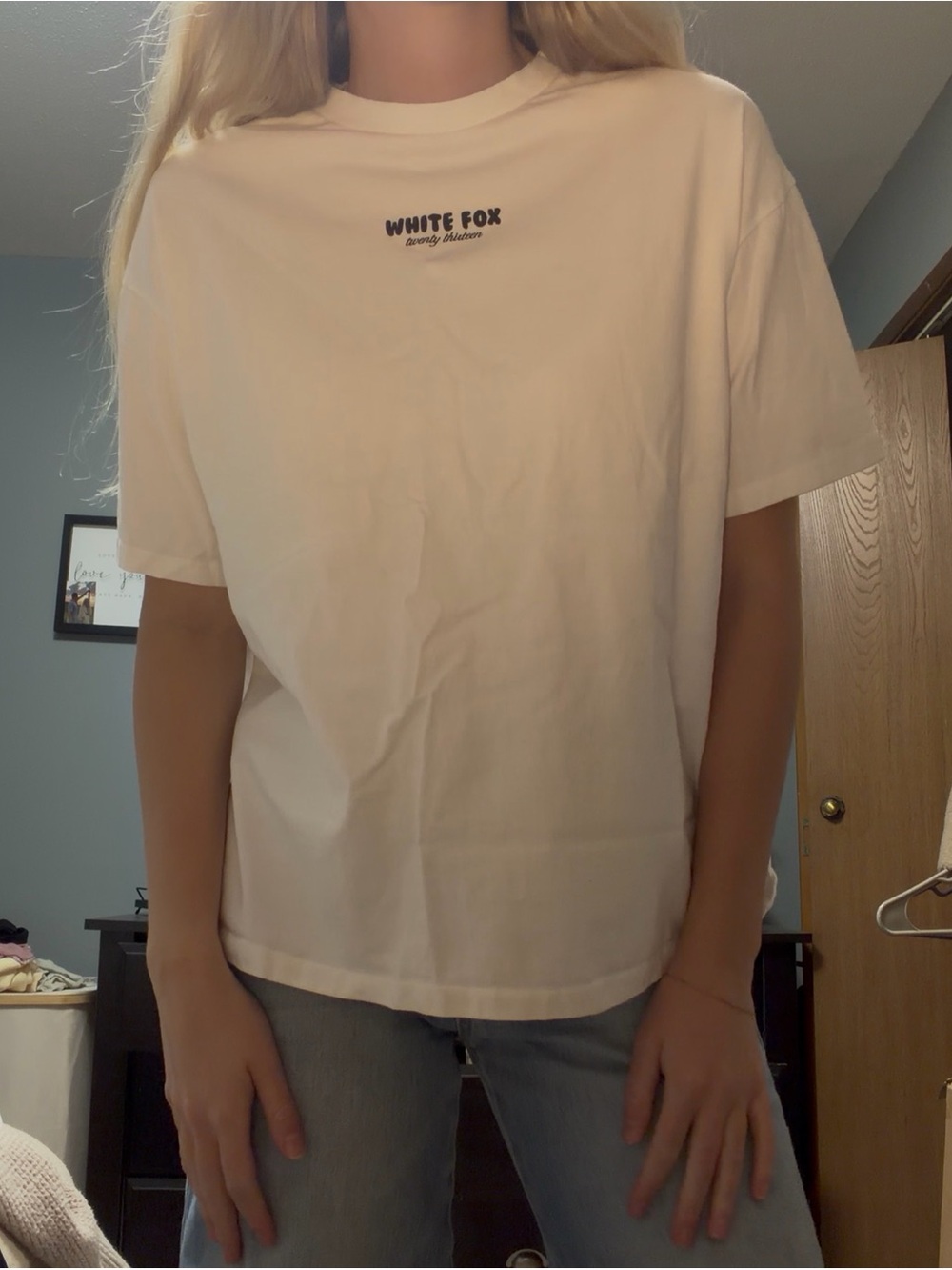 White Fox Boutique Cream Short Sleeve Logo Tee